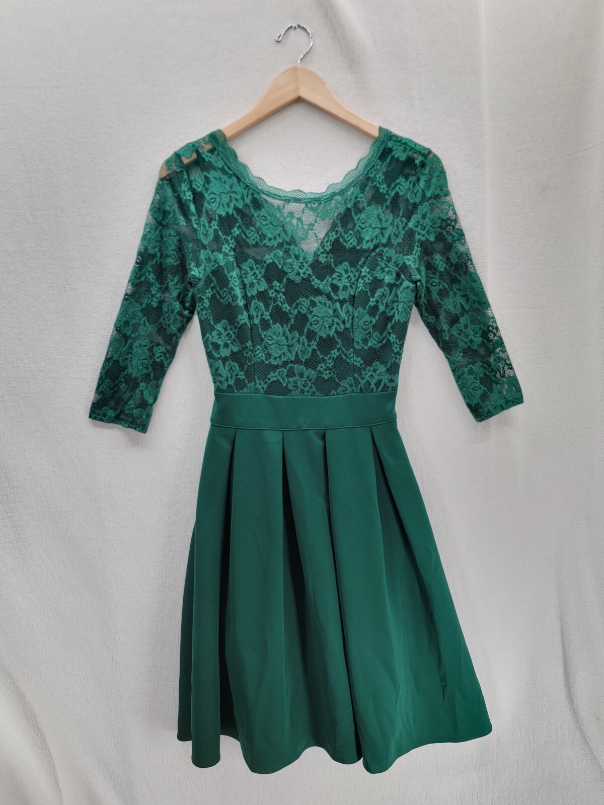 Miusol Women’s Floral Lace A-line 3/4 Sleeve Green Dress Size- S