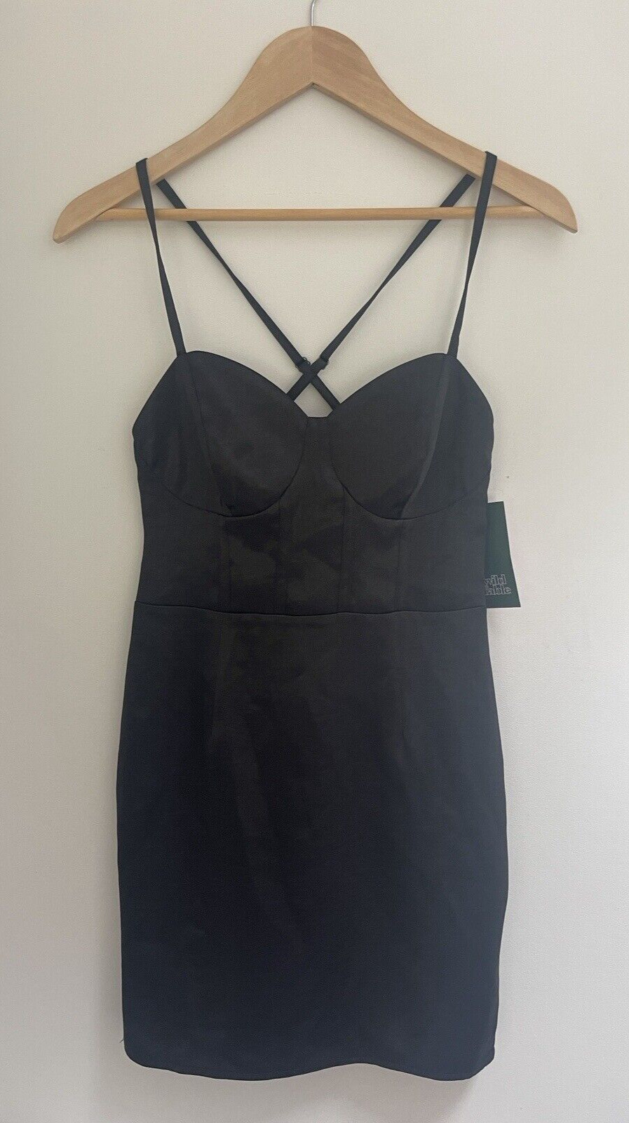 Wild Fable Womens Solid Black Cross Strap Lace Up Polyester Bodycon Dress XXS