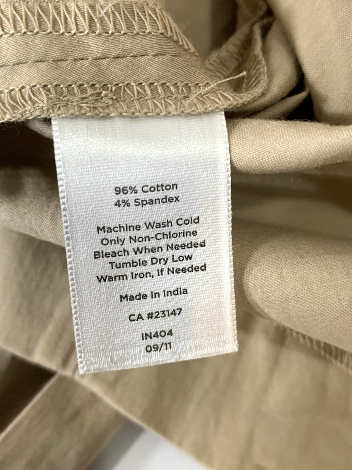 Talbots Sundress Womens Petite 8 Khaki Cotton Stretch Neutral Bow V-Neck