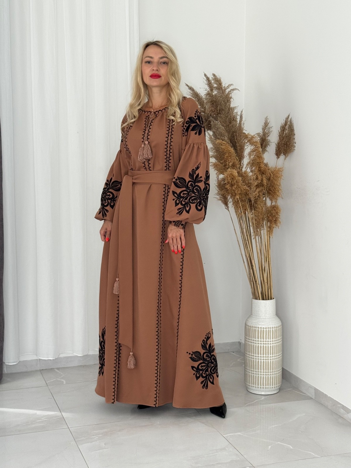 Luxury Ukrainian Embroidered Maxi Dress – Chervona Ruta