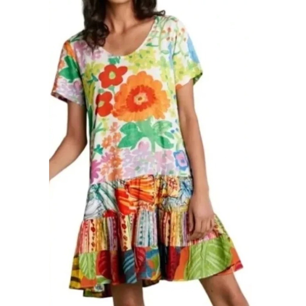 Jams World Hattie Dress May Flowers Hawaiian Colorful Rayon Womens Size XXL