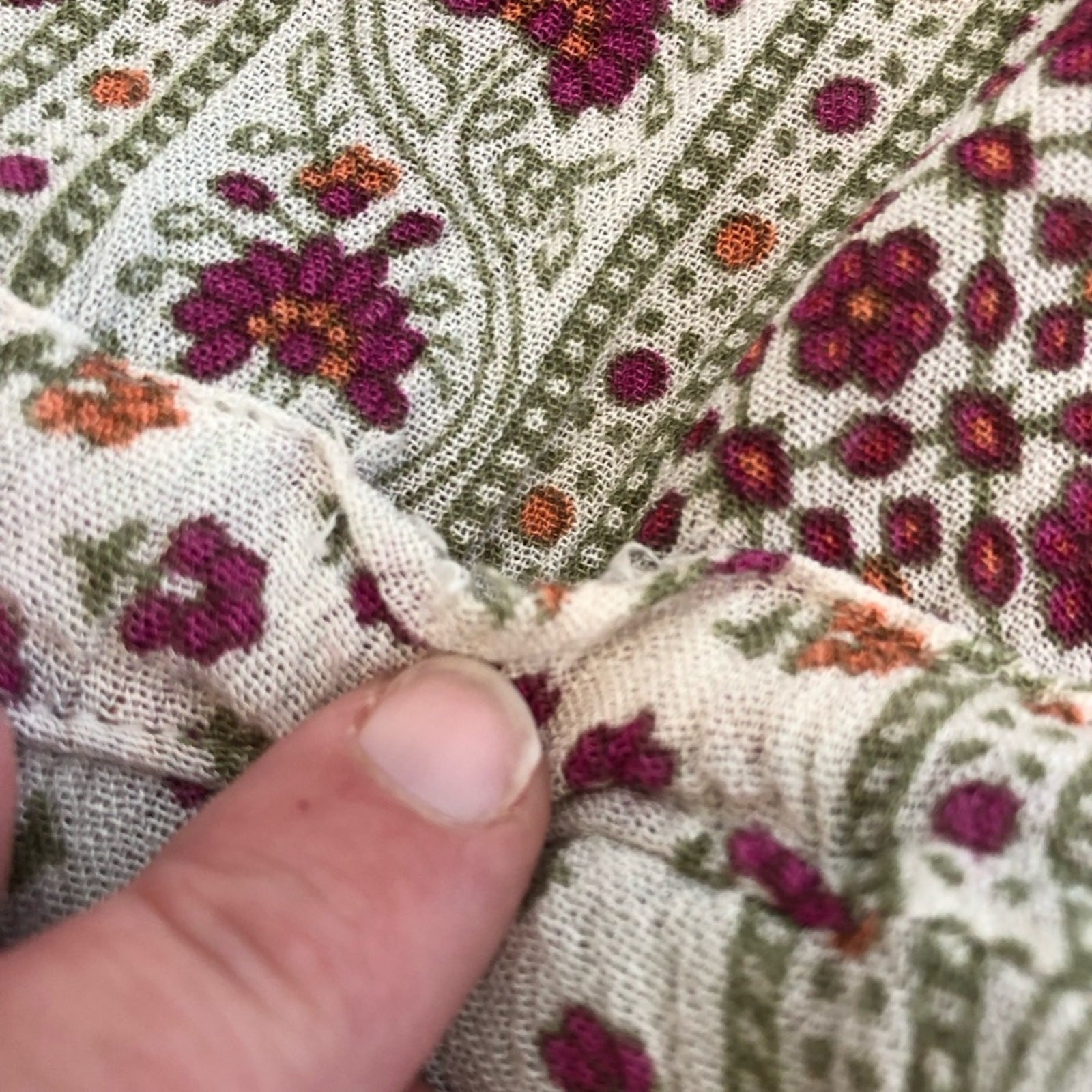 Raga white red green mixed floral print peasant boho dress size Large