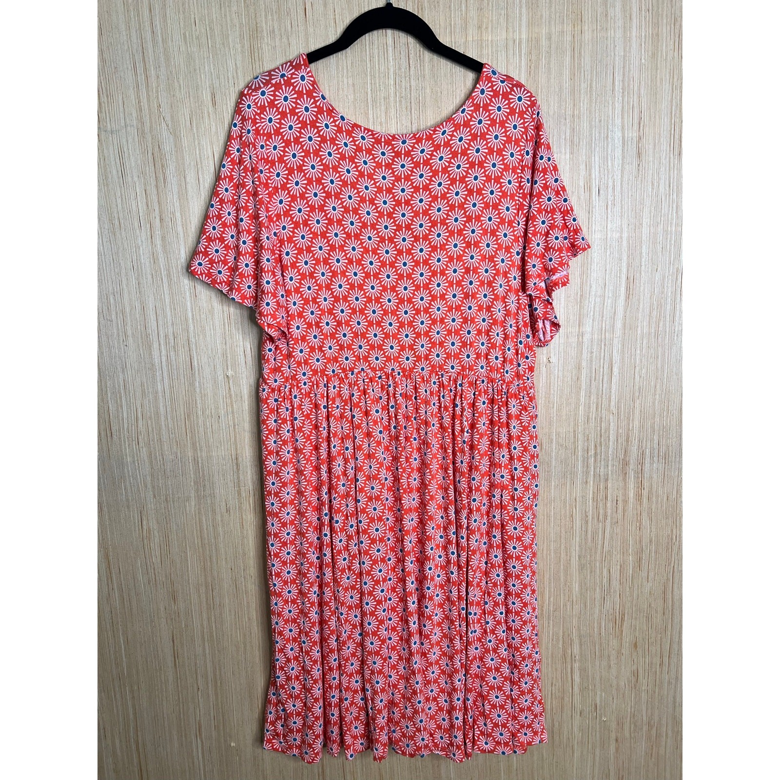 TORRID Flutter Sleeve Skater Mini Dress Orange Super Soft Floral Size 1X