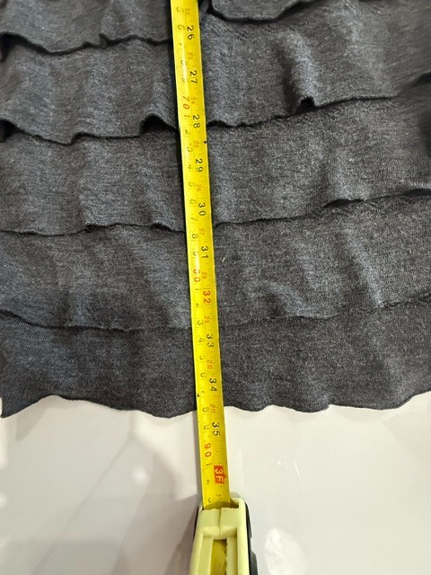 Max Studio Gray Ruffle Knit Sheath Dress XS 3/4 Sleeve Stretch