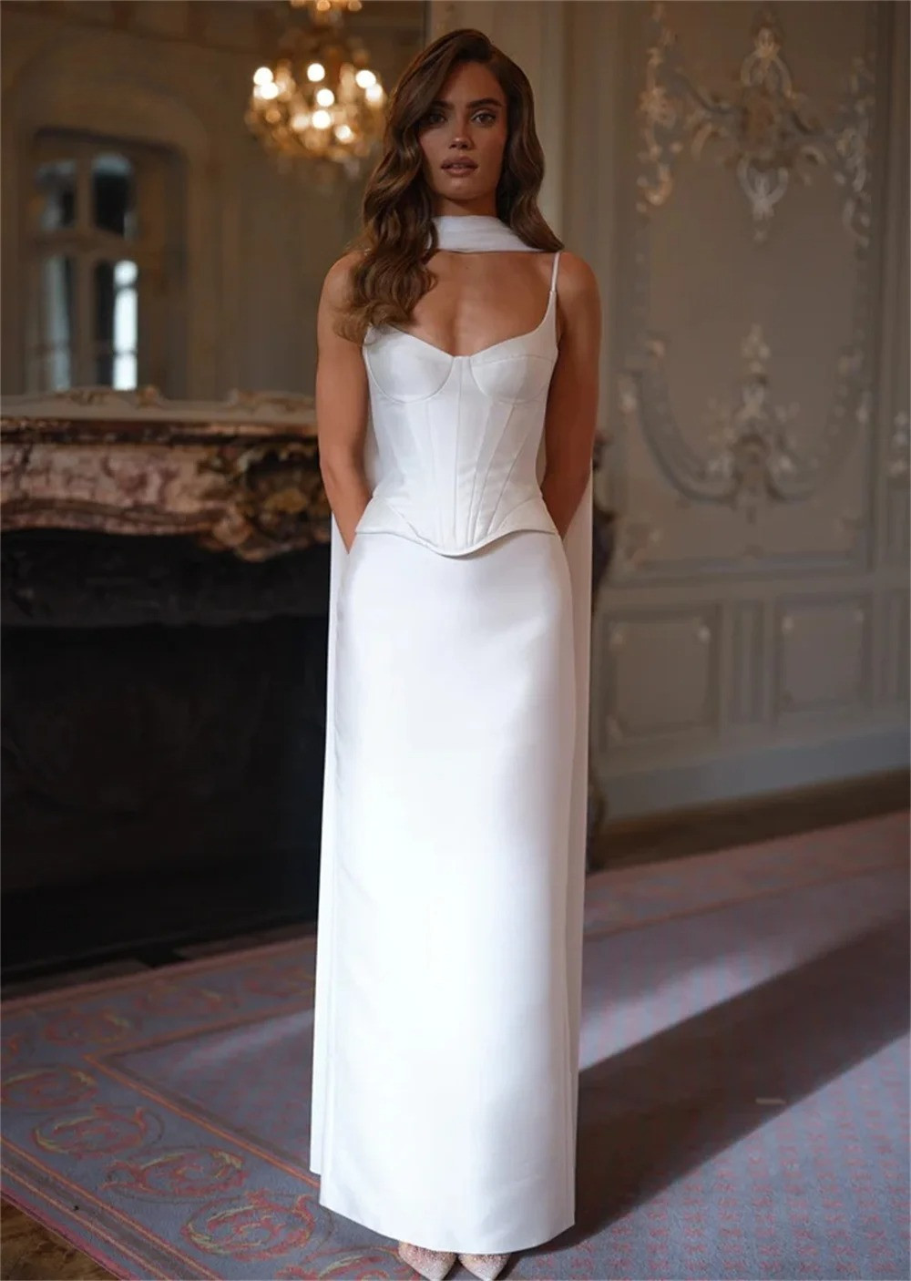 Spaghetti Strap Sleeveless Wedding Dress Lace-Up Satin Mermaid Bridal Gowns 2026