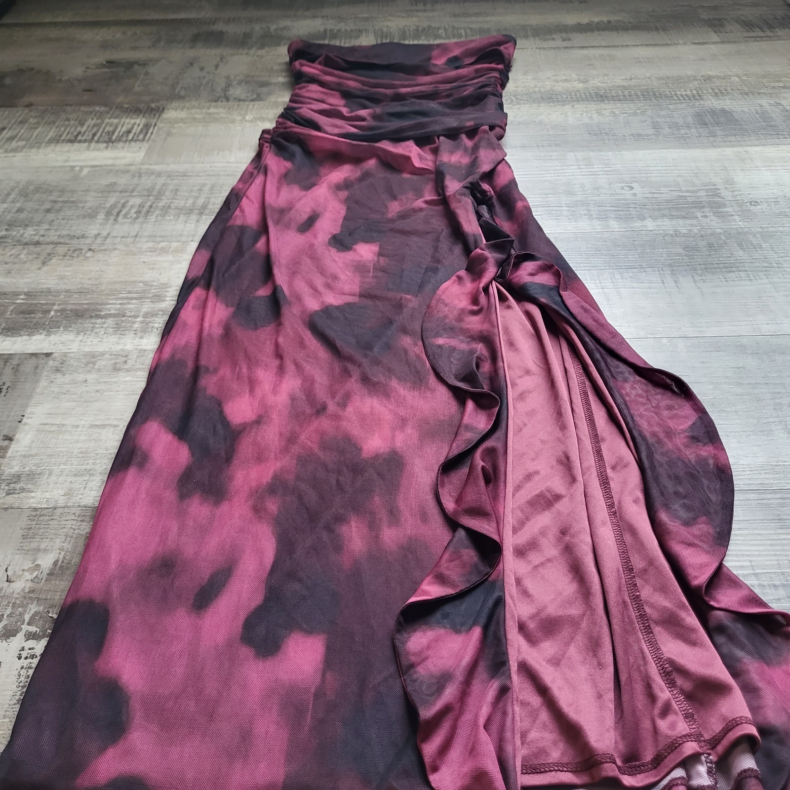 ASOS Fairycore Whimsigoth Y2K Handkerchief Hem Dress Ruched Mesh Size 6 Mcbling