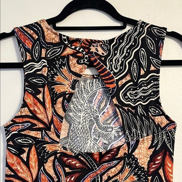 H&M Western Print Sleeveless A-Line Sundress with Stretch and Cut Out Back