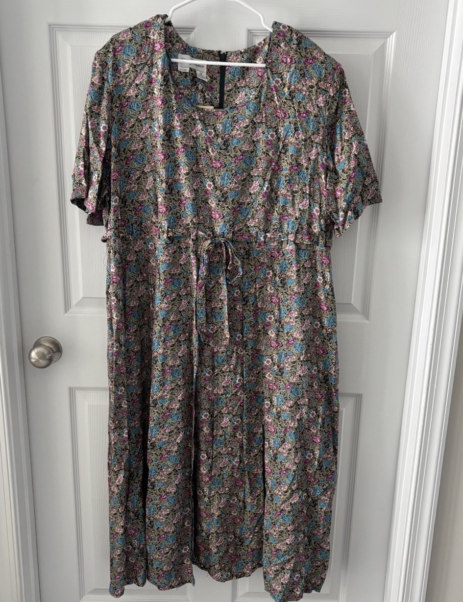 Vintage Betsy Lauren Dress Women’s 22 24 Floral Cottagecore Midi NOS
