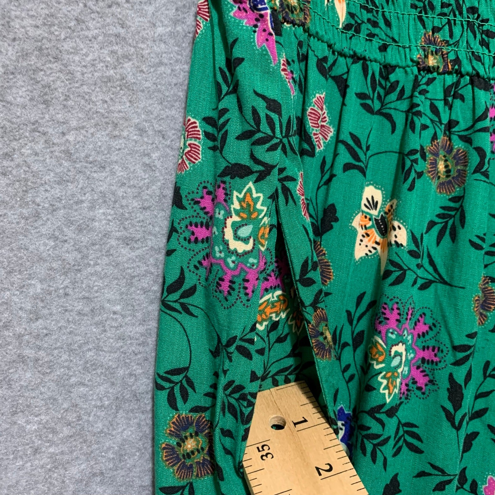 NWT Knox Rose One Shoulder Teal Floral Maxi Dress 100% Rayon SzL Romantic Boho