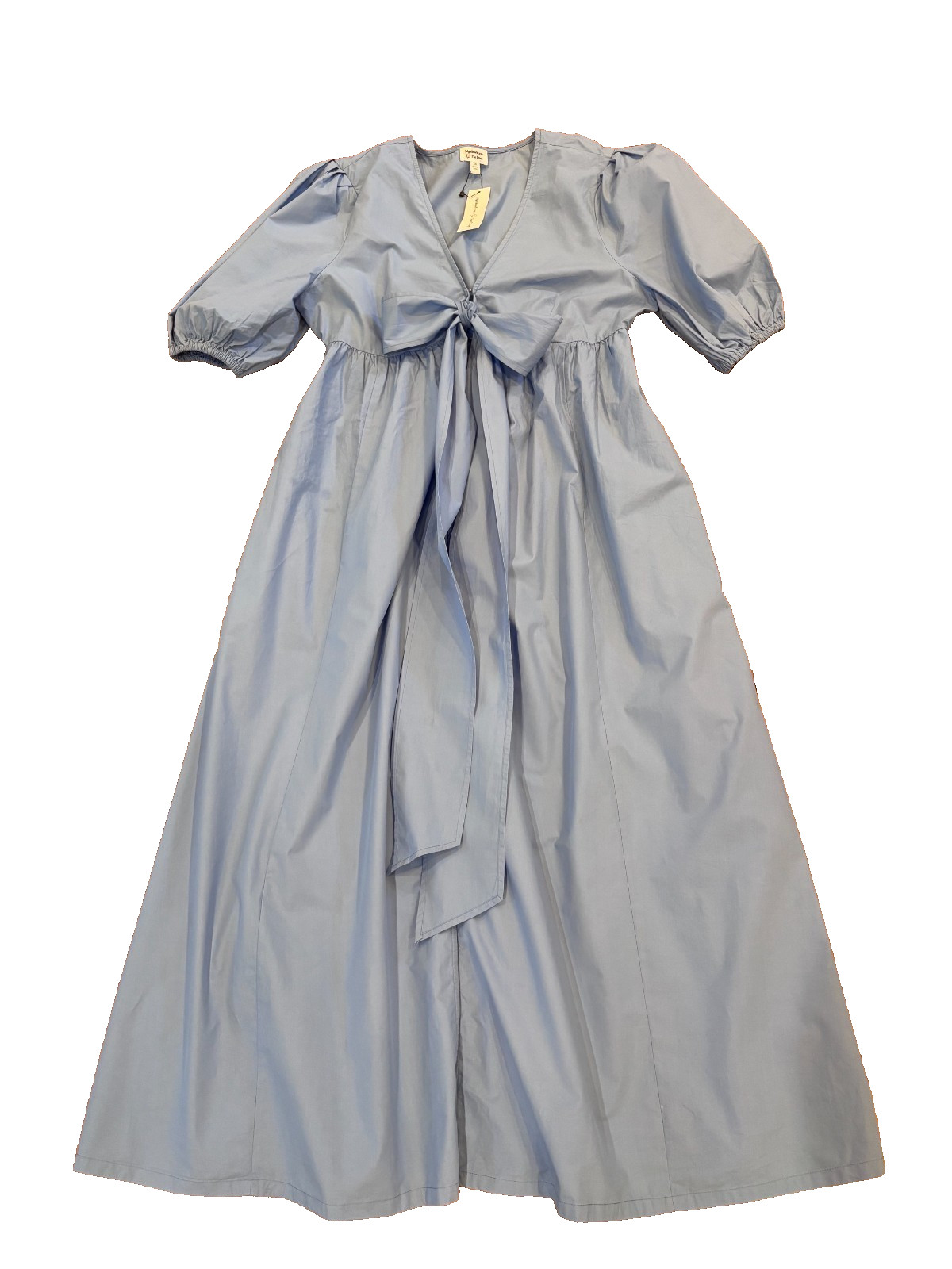 NWT The Drop Cornflower Blue Puff-Sleeve Front-Bow Button-Down Maxi Dress XXL