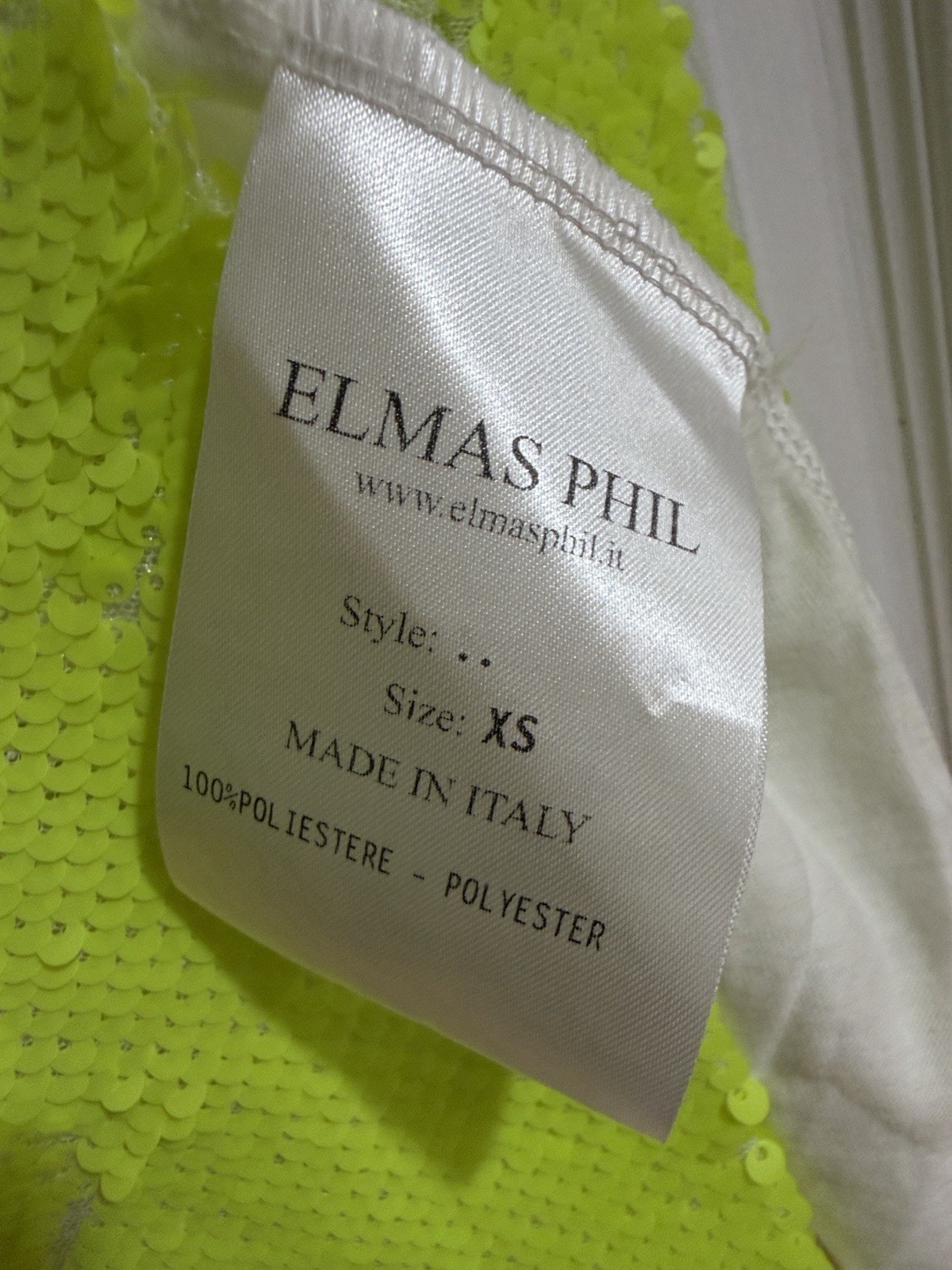 Elmas Phil NWT Neon Lime Green Sequin Peplum Mini Dress XS Party Rave Vegas