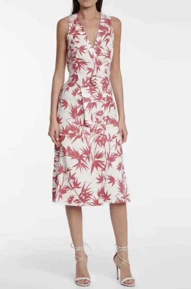 NWT Polo Ralph Lauren Floral-Print Sleeveless Linen Wrap Dress Sz. 12 Red /White