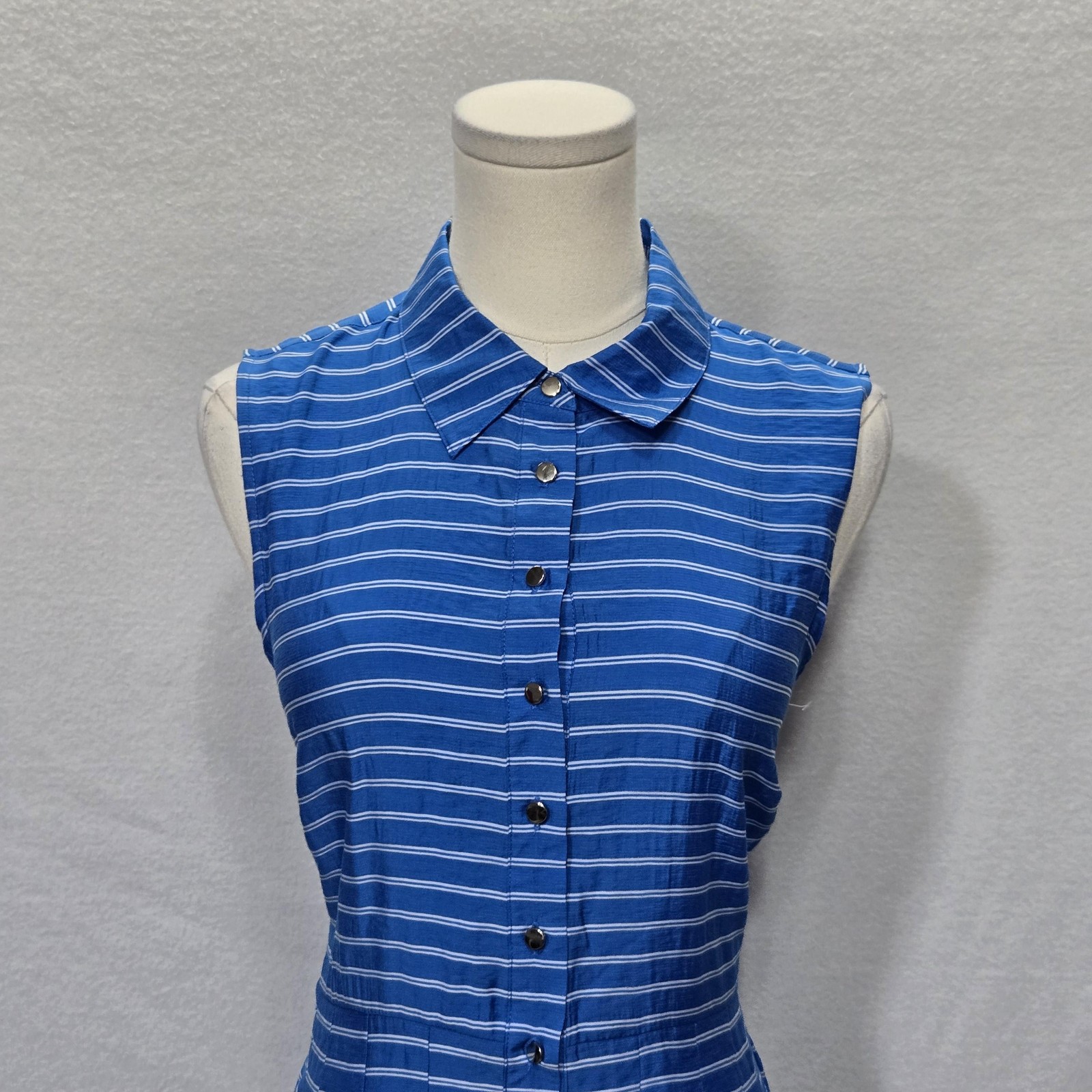 Covington Dress Womens 6 Striped Sleeveless Shirt Pocket Casual Summer Sundress