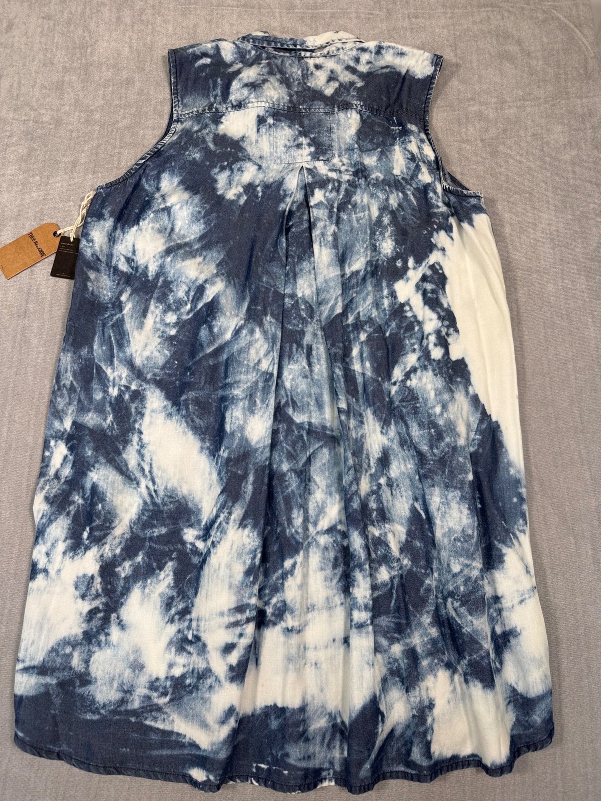 True Religion Womens Tie-Dye Sleeveless Indigo Tencel Georgia Dress XS Travel