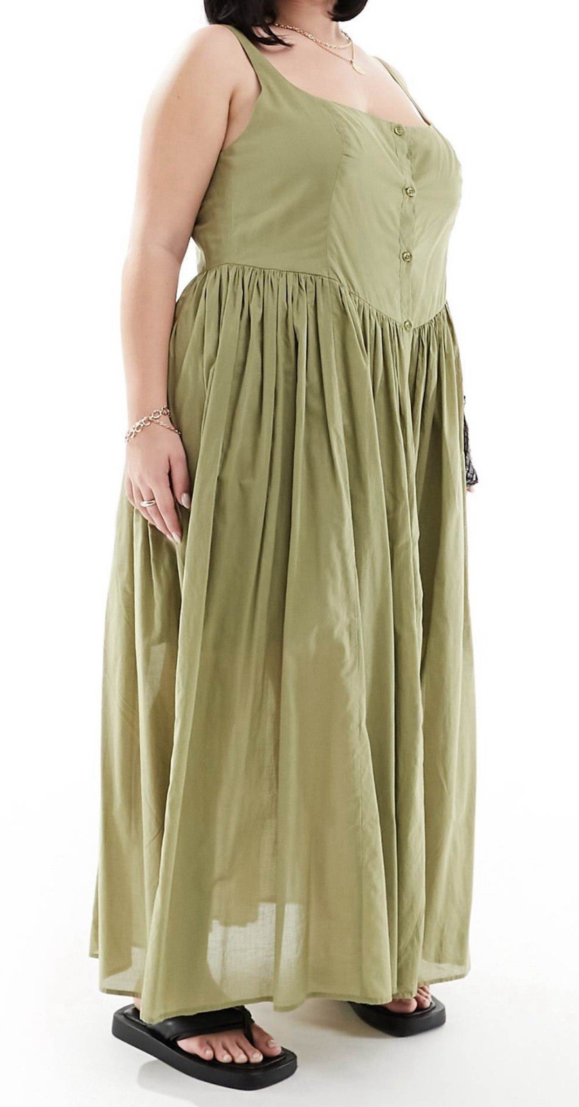 ASOS Design Curve Voile Picnic Midi Sundress In Green – US 16 UK 20 NWT