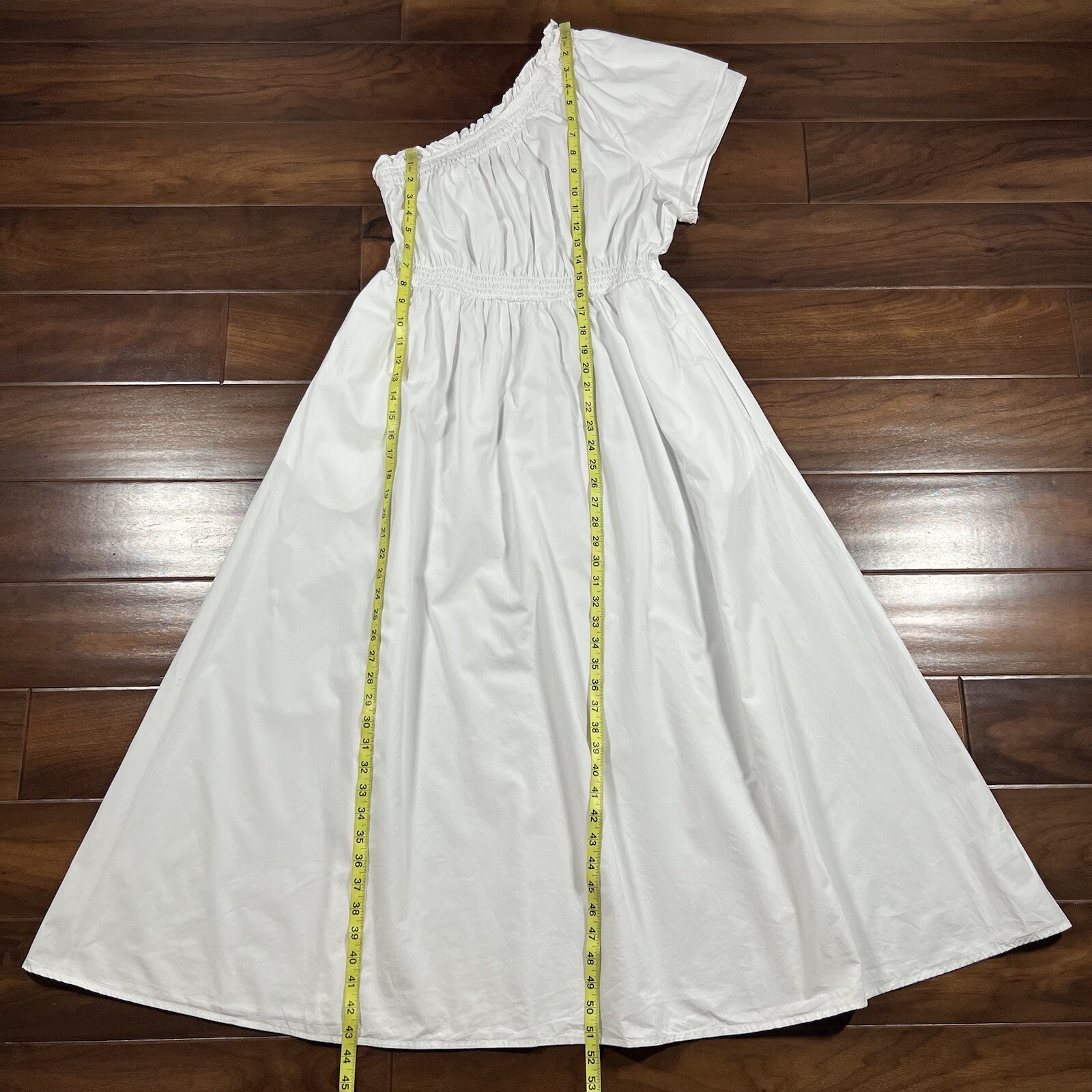 J. Crew Size Medium White Smocked Cotton Poplin One Shoulder Dress BR403