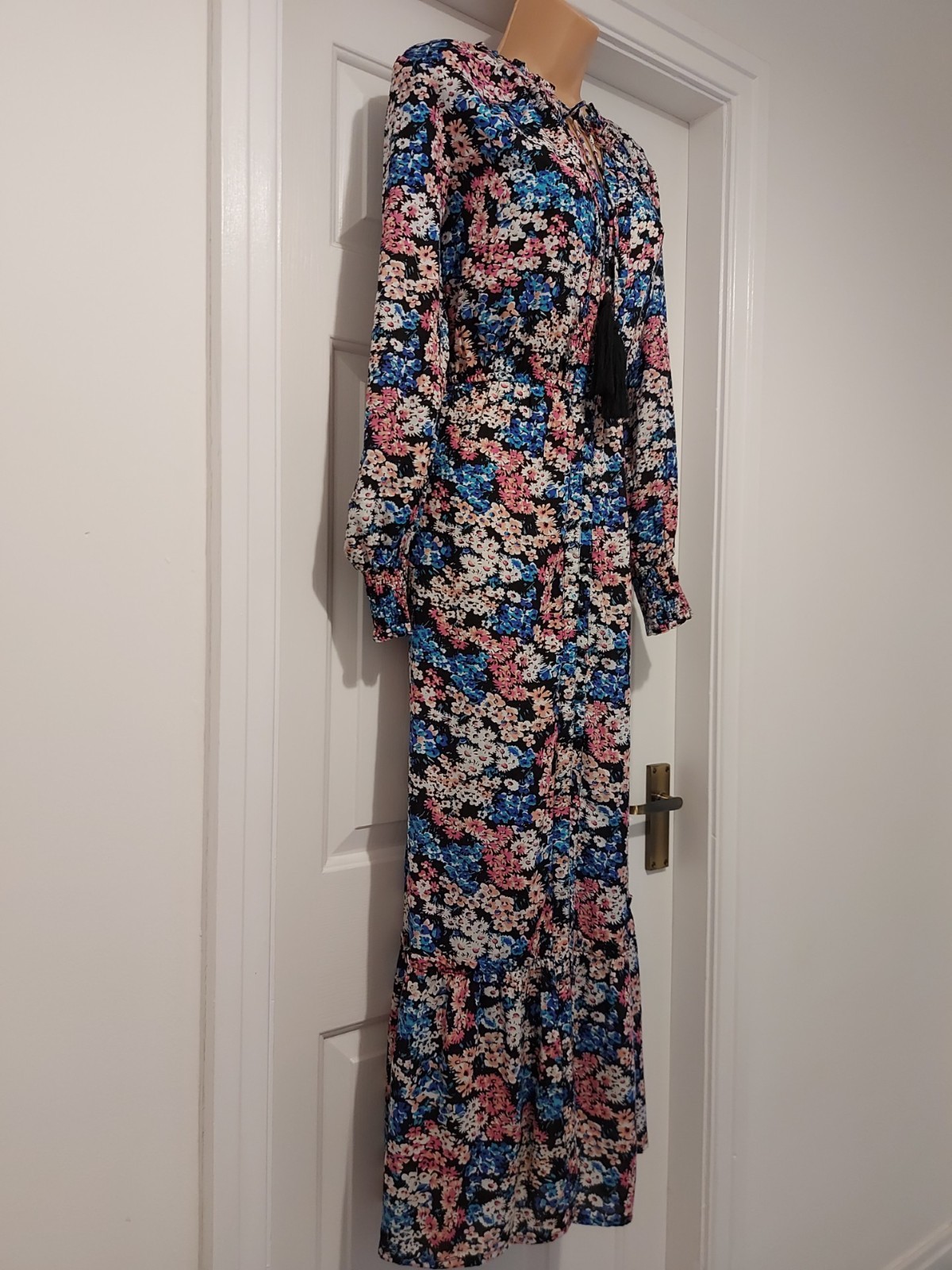 JOE BROWNS FLORAL VINTAGE BOHO STYLE TASSEL TIES MAXI DRESS – Sz 12-14