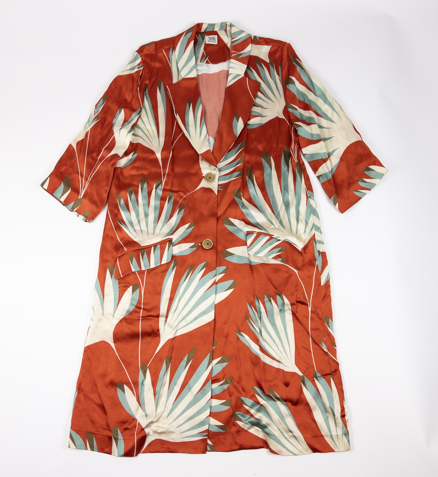 Siyu Duster Dress Women’s US 2 Floral Print Made in Spain Shirt Dress Kimono