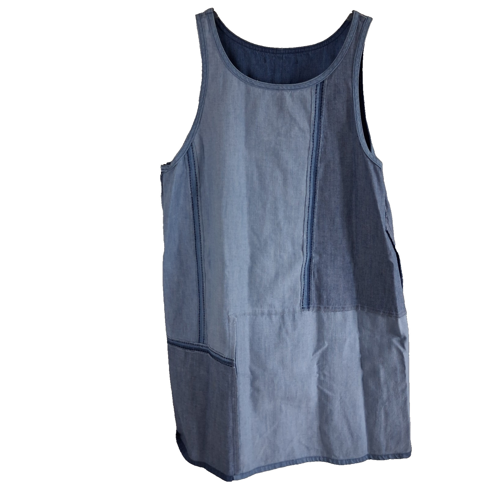 Chelsea & Violet Chambray Blue Sleeveless Pullover Summer Denim Dress Size L
