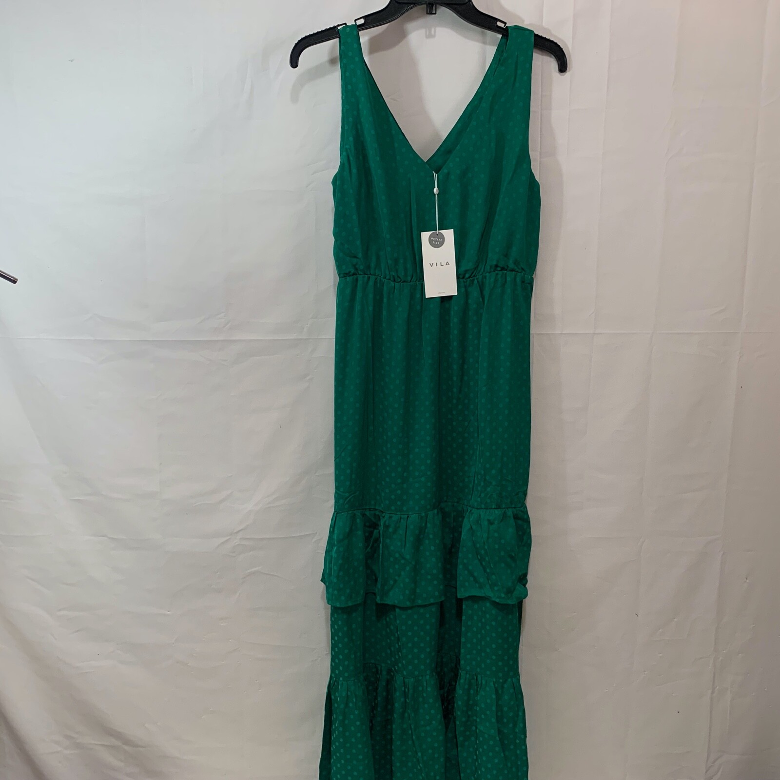 VILA Women NWT Layered Sleeveless Maxi Dress Polka Dot Green Size US 8 / EU 38