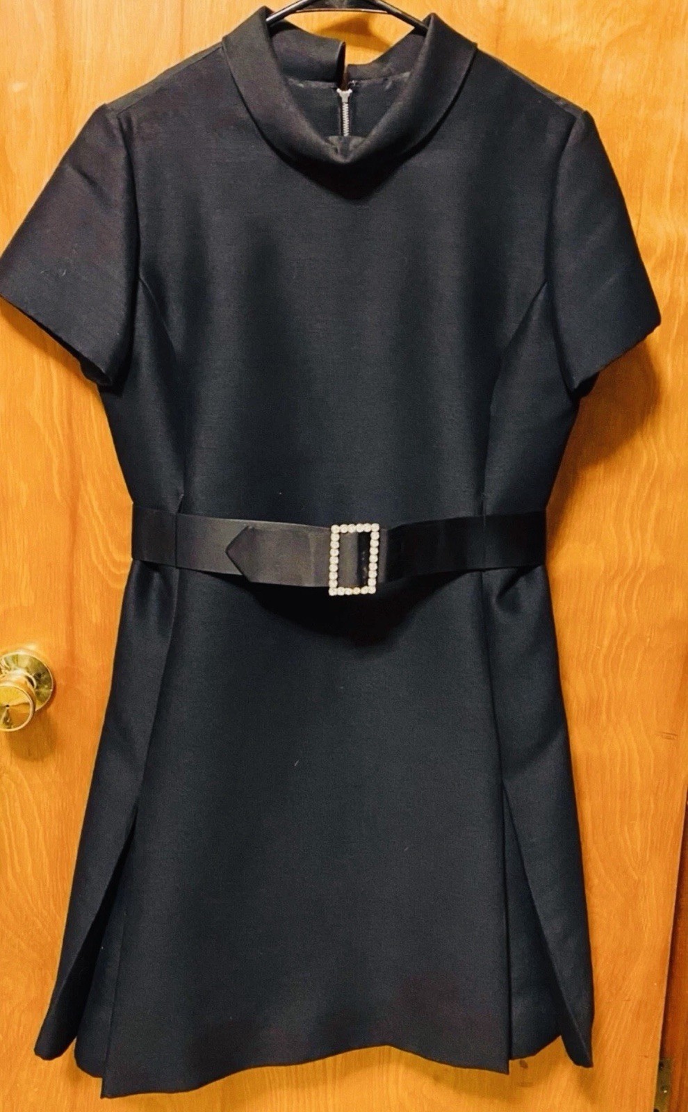 Women’s Richard Frontman Size 12 Little Black Dress Belt Rhinestone Buckle VTG