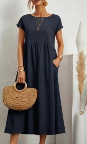 Holiday Sundress Short Sleeve Casual Loose Boho Floral Women Maxi Dress Ladies