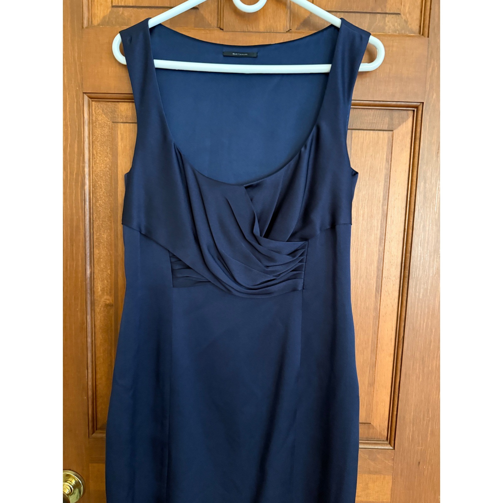 Elie Tahari 100% Silk Dress Womens Size 12 Navy Sleeveless Lined Cocktail-Length