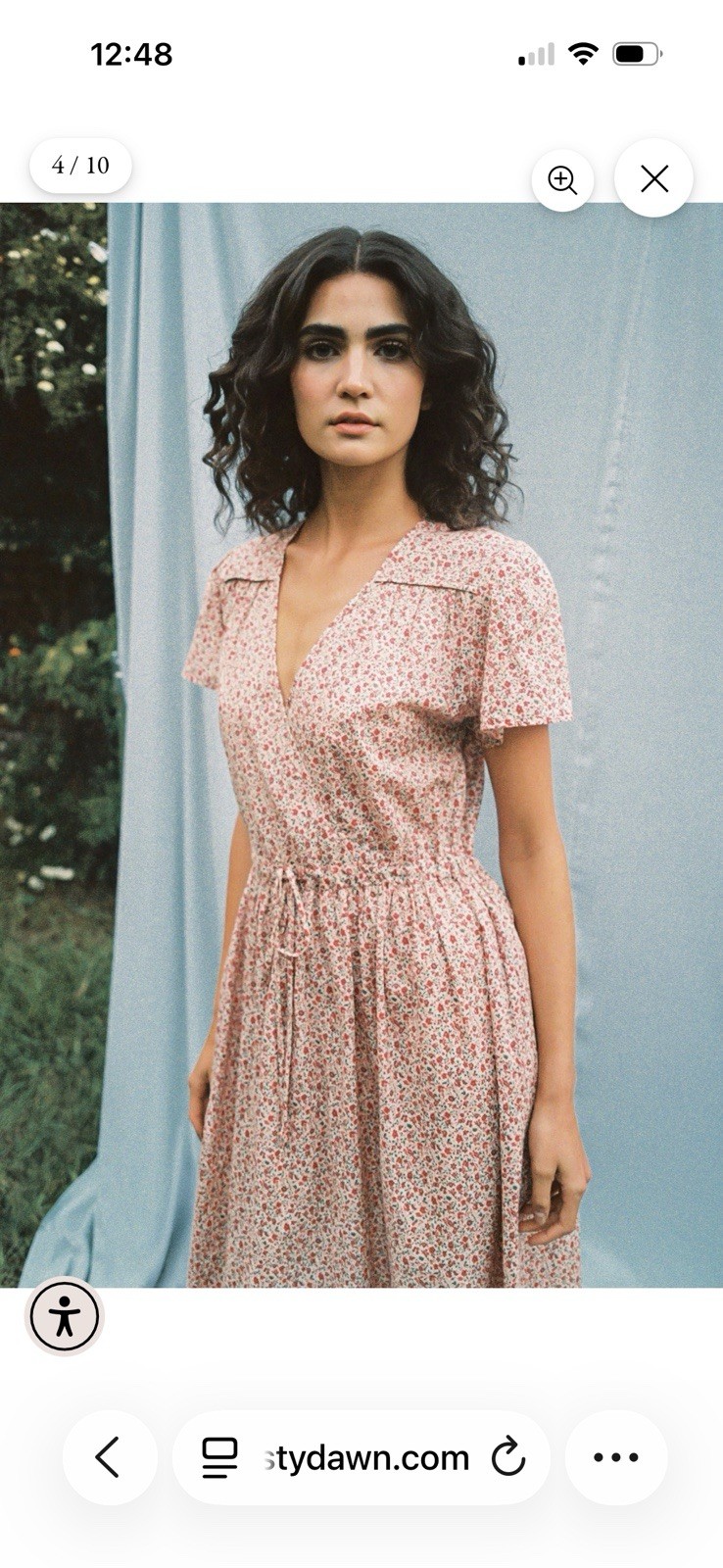 Christy Dawn The Dawn Dress M Floral V-Neck Smocked Midi Dress Organic Cotton