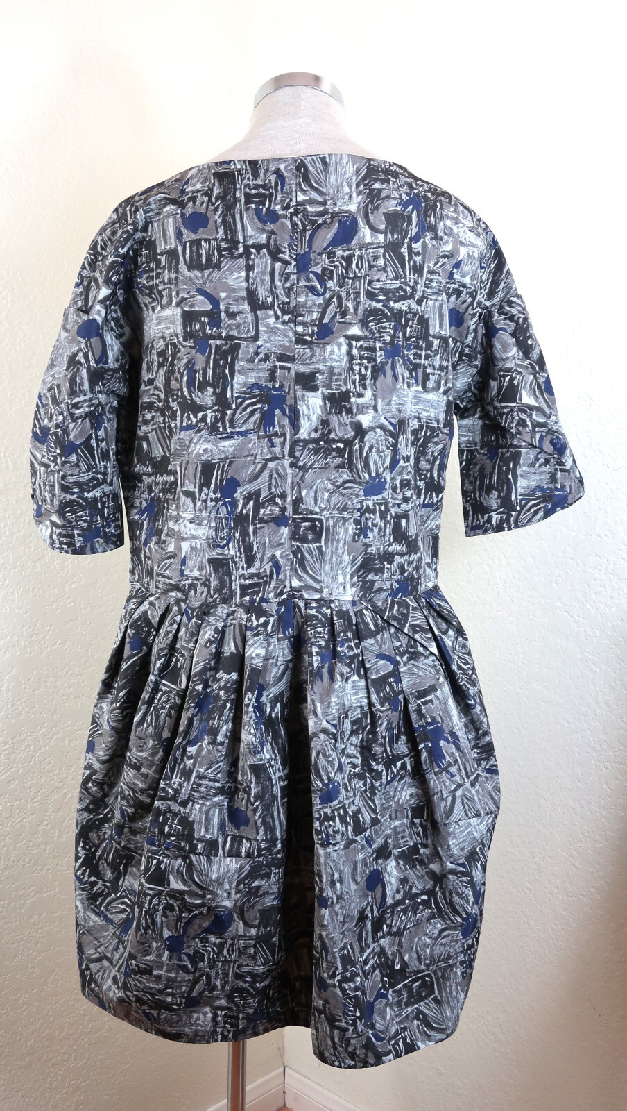 MARNI Grey Puff Sleeves Balloons Polyester Sheath Mini Dress Small Med 40 6 7 8