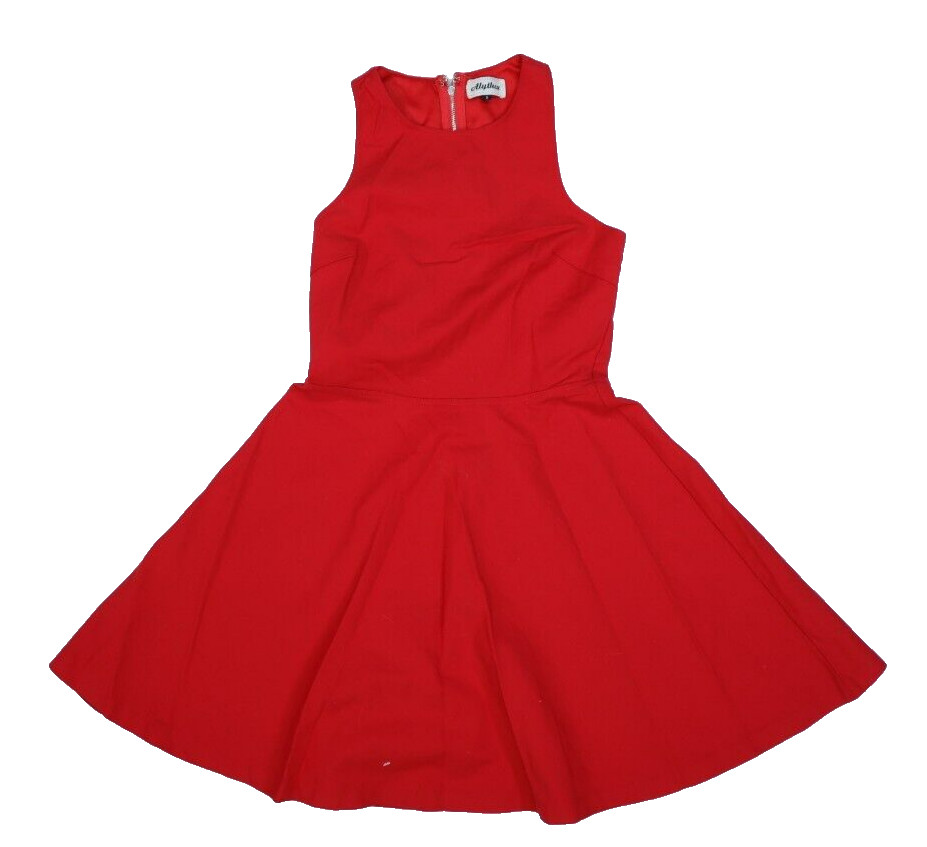 Alythea Womens Red Sleeveless Cutout Back Stretch Pleated Flare A Line Dress S
