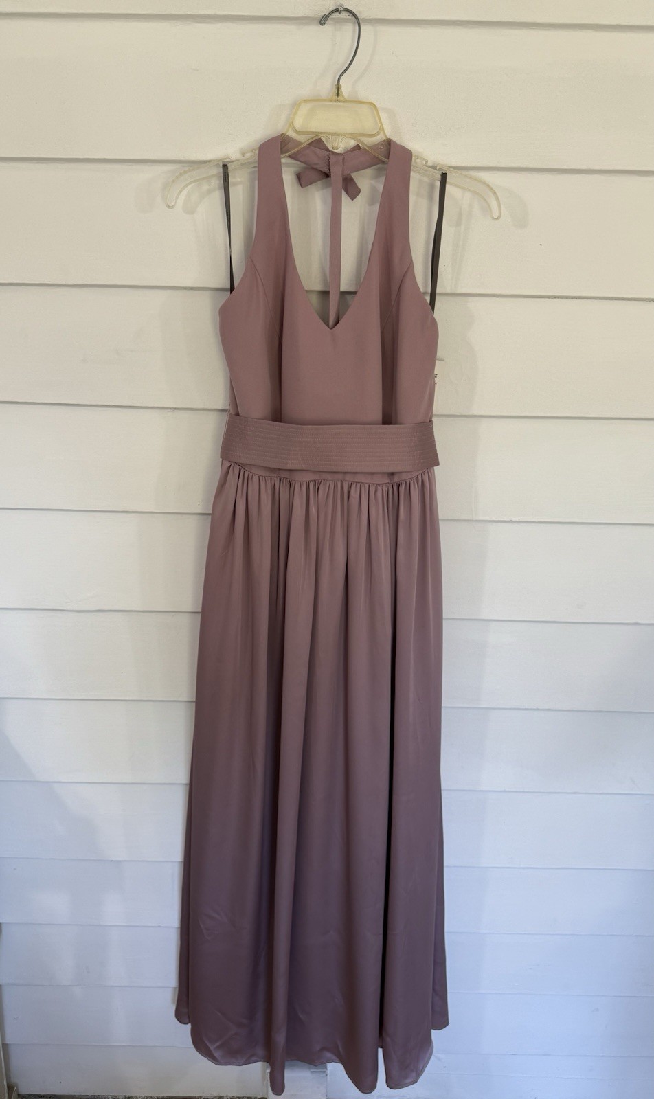 VERA WANG WHITE Size 6 V-Neck Halter Maxi Dress Gown Satin Charmeuse Blush