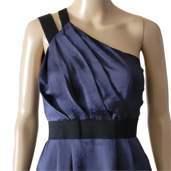 BCBGeneration One Shoulder Mini Dress Navy Blue Short