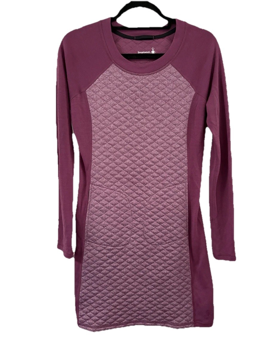 Smartwool Women Diamond Peak Quilted Dress Small Purple Merino Wool Fall/Winter