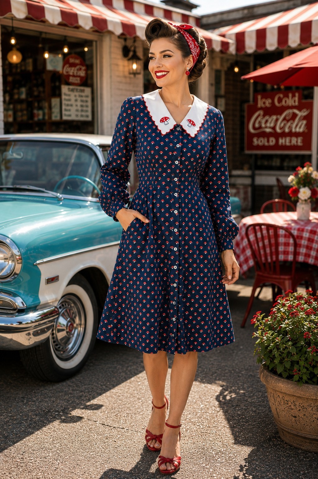 Modcloth Timeless London Liza Dress US 16 3XL Mushroom Peter Pan Collar NWT