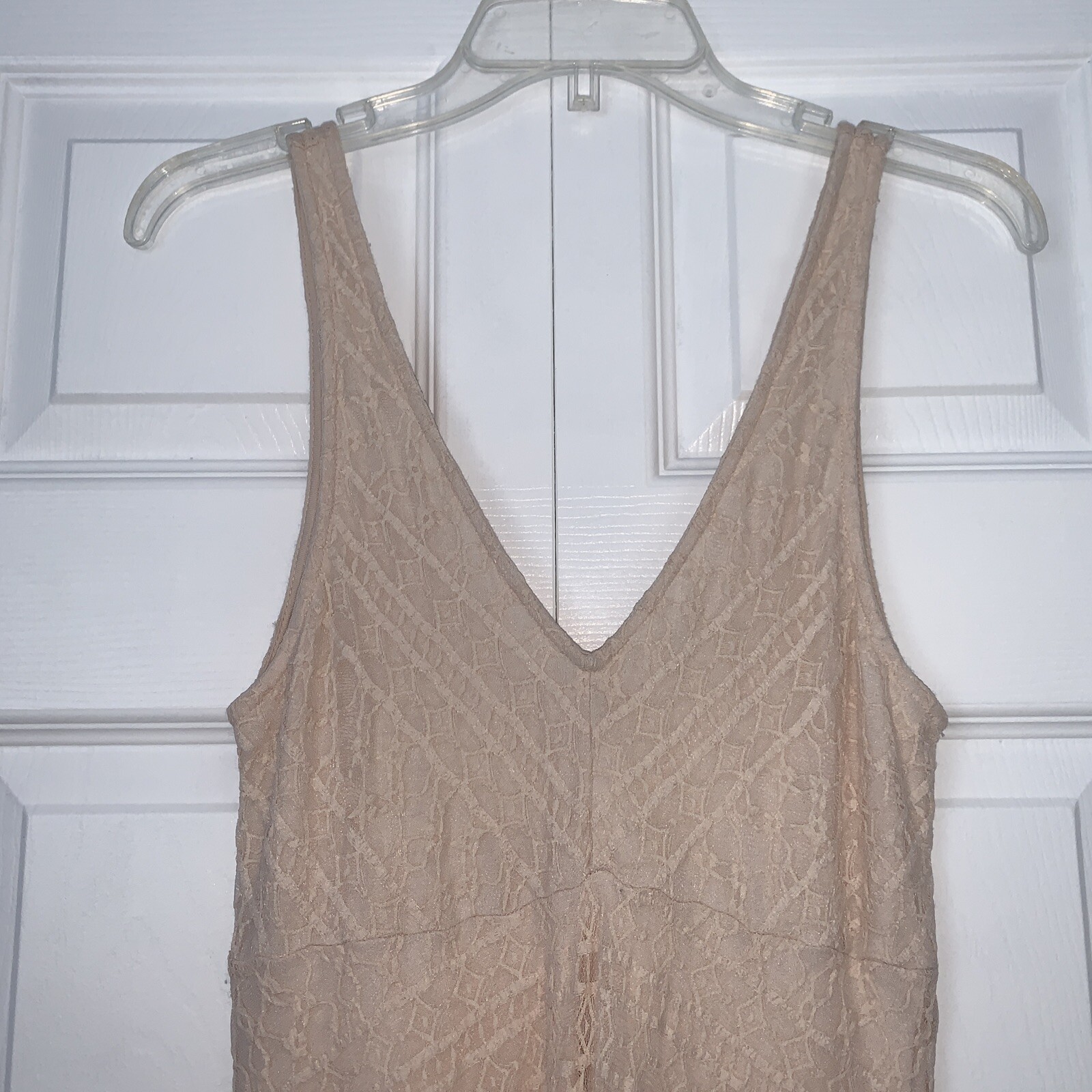 Forever 21 Juniors Nude Solid Lace Lined Overlay Sleeveless Dress Size Medium