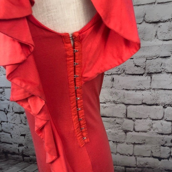 Ella Moss Monaco Ruffle Hook and Eye Mini Dress Orange Red