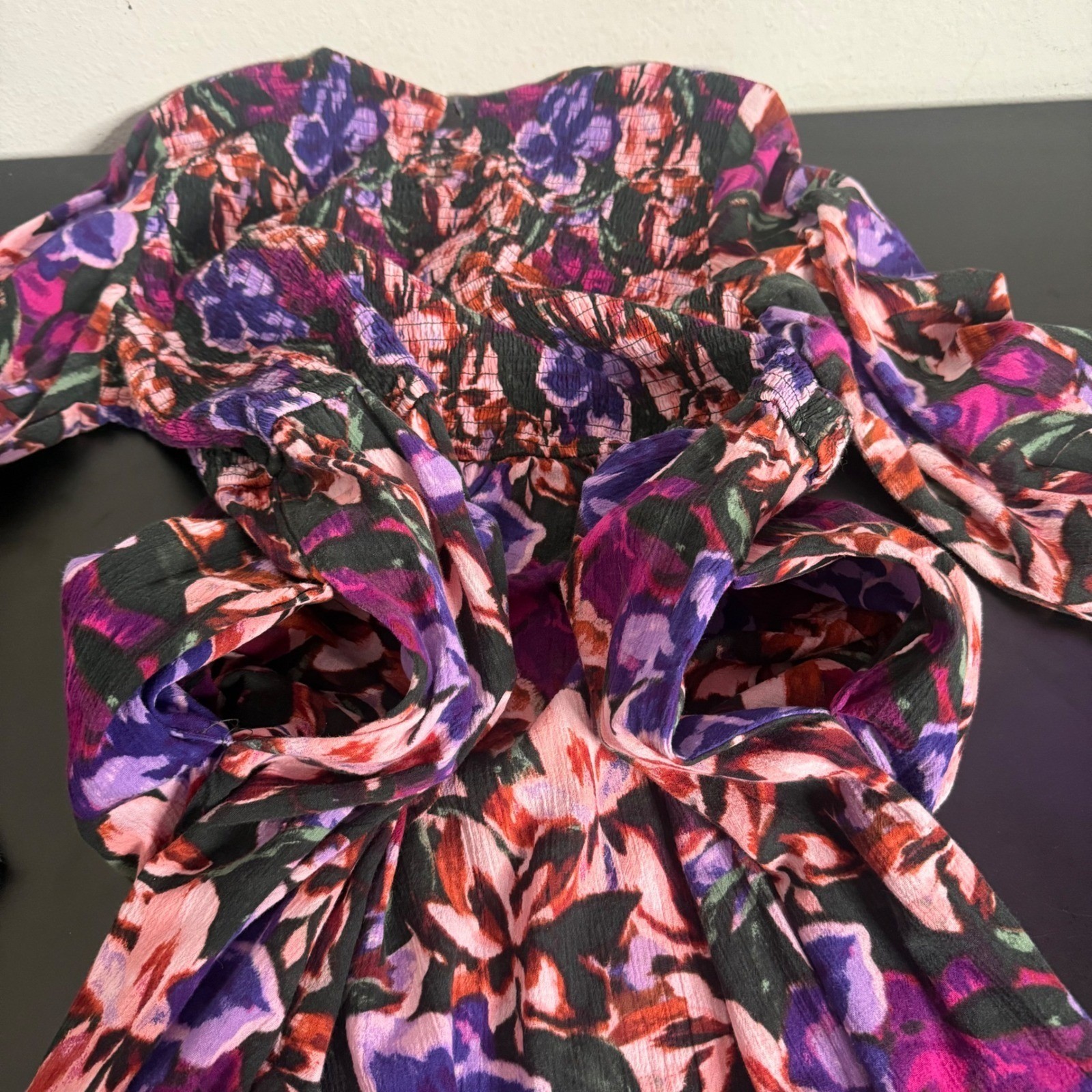Plus Size Smocked Tiered Dark Floral Midi Dress Womens 20W 22W Cottagecore