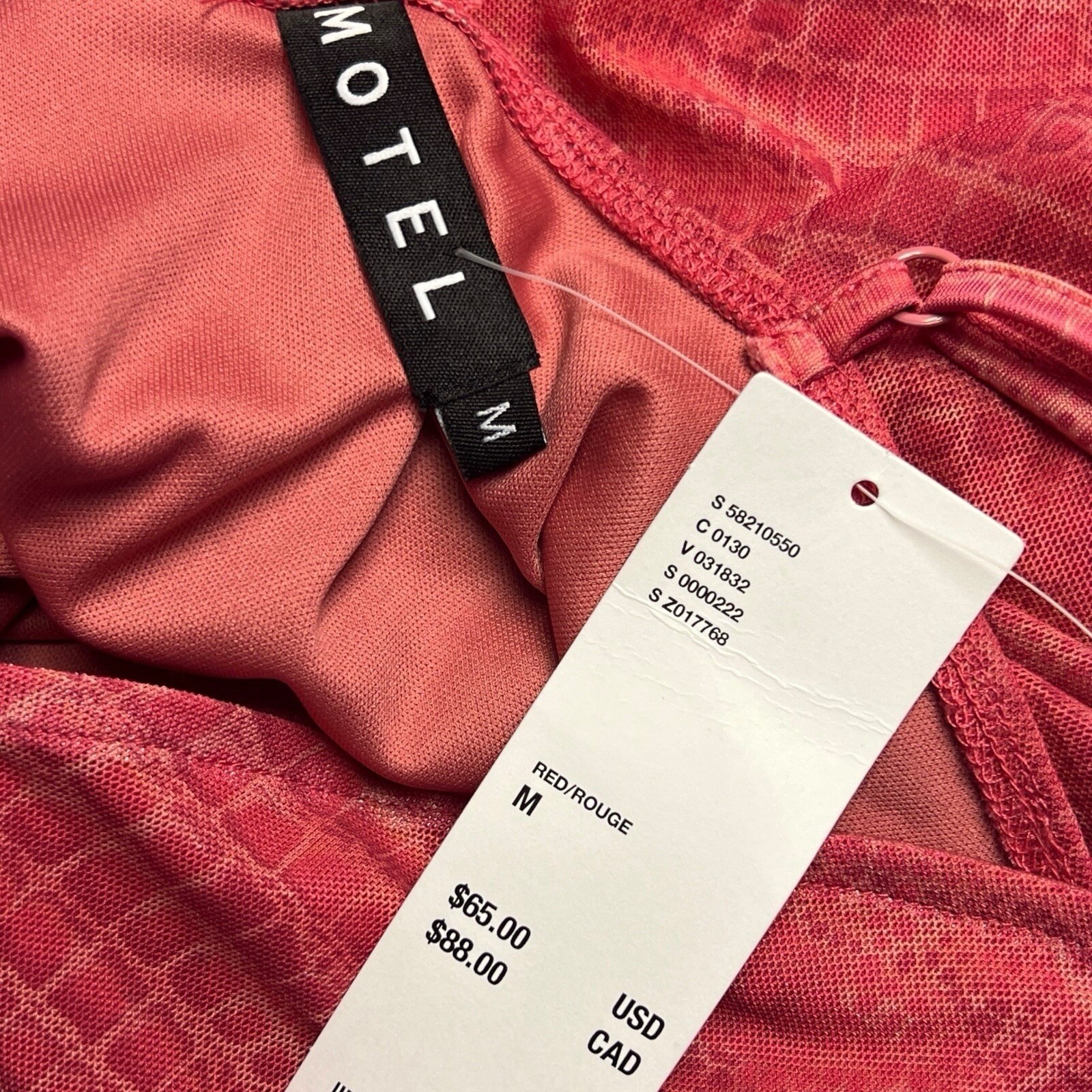 MOTEL Mini Dress Size Medium Red Pink Allover Snakeskin Print Bodycon Sleek Bold