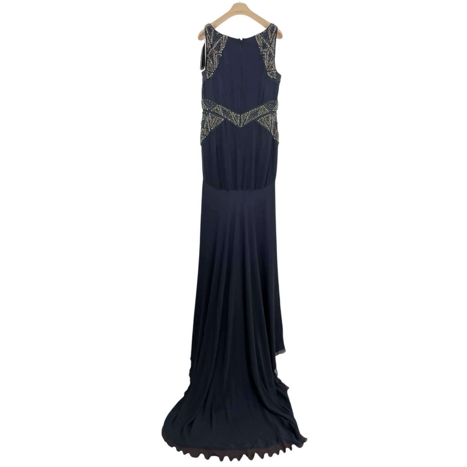 AMANDA WAKELEY Jelena Navy Gown, Size AU/UK 14 US 10, Beaded Silk Evening Dress