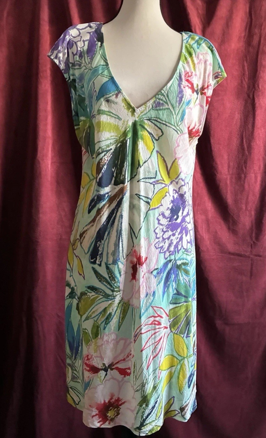 Jams World Floral Print Dress Sleeveless Beachy Tropical Size XL