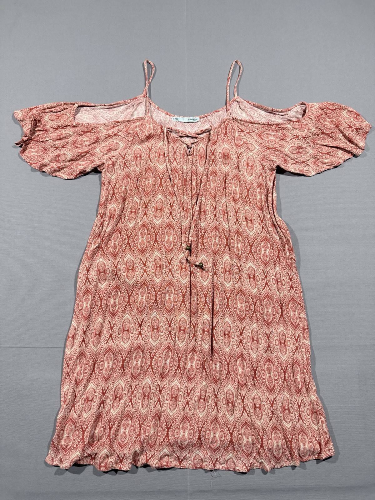 Maurices Cold Shoulder Above the Knee XL Dress Burnt Orange/Cream Colors