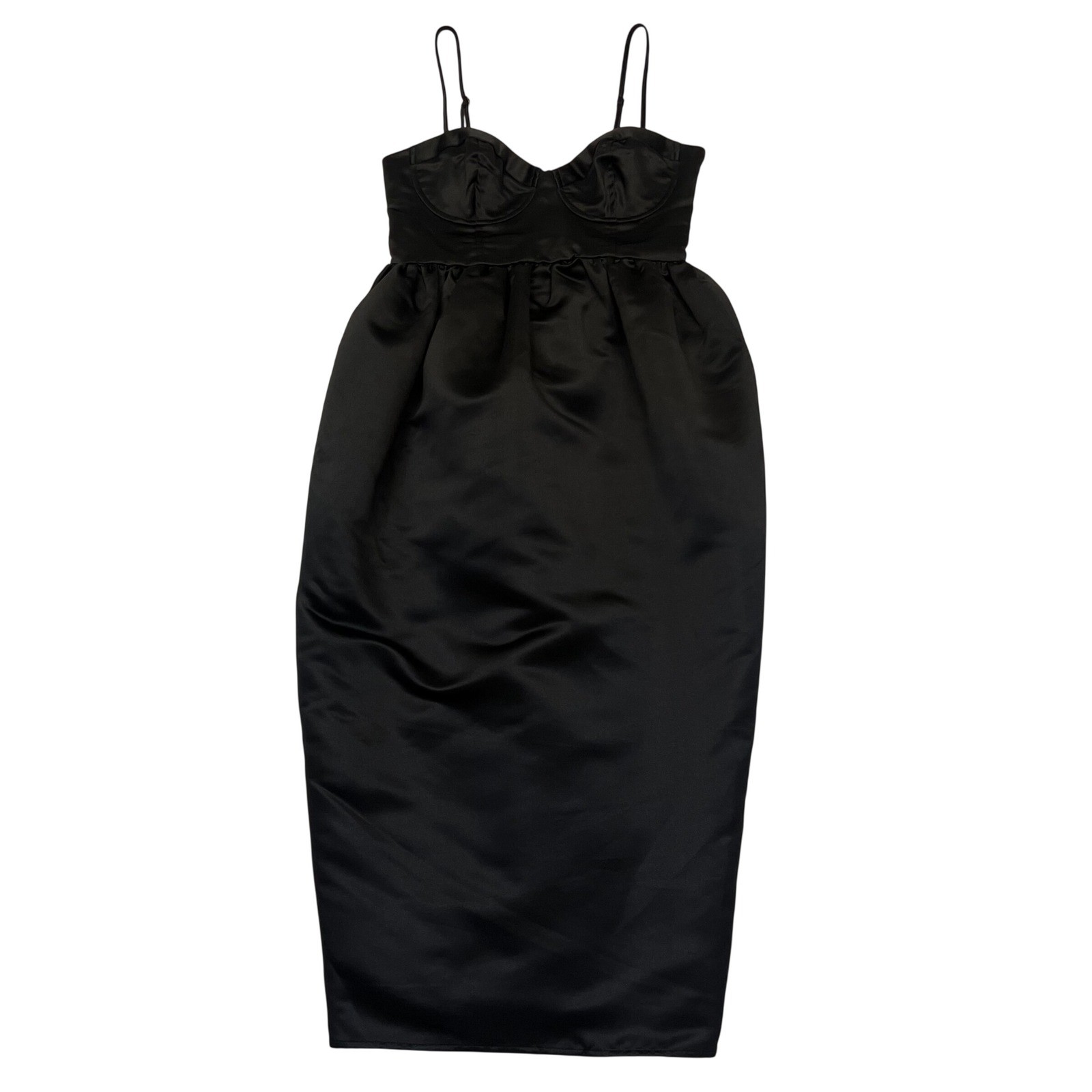 Future Collective Black Satin Bustier Smocked Back Corset LBD Dress NWT XS