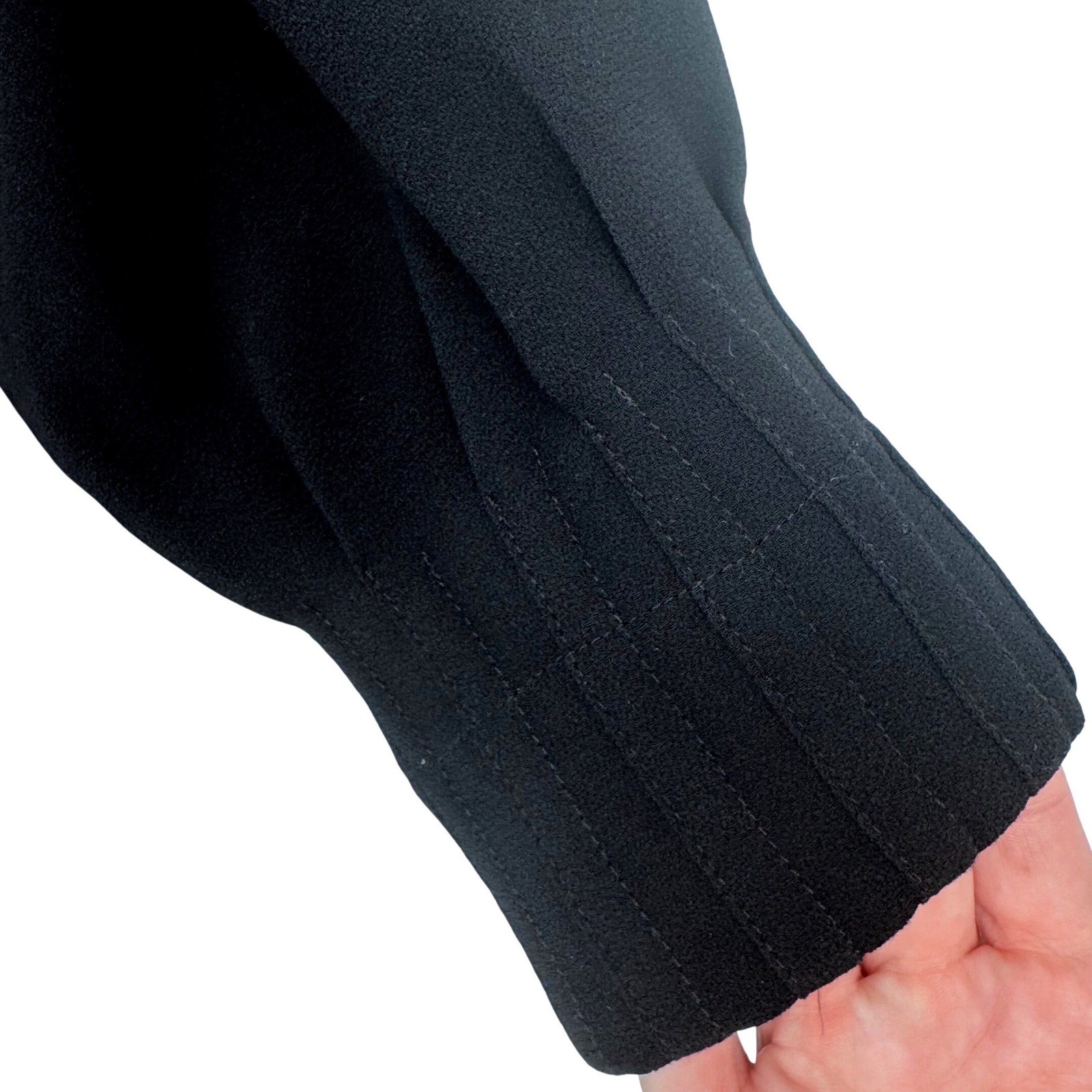 Brochu Walker Black Shift Dress Sz M Pleated Sleeves Quiet Luxury Minimalist