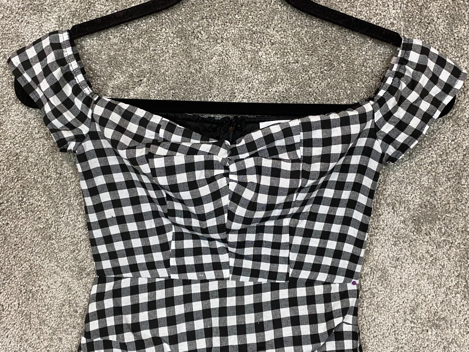 $64 NEW By The Way Roselyn Gingham Mini Dress Black & White Check XXS, XS, S, M