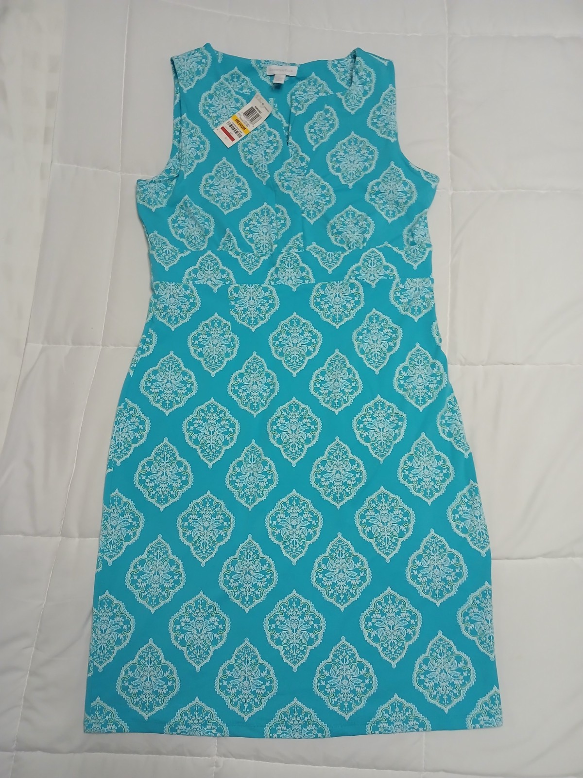 Charter Club Dress Size M Sleeveless Vneck Turquoise Blue