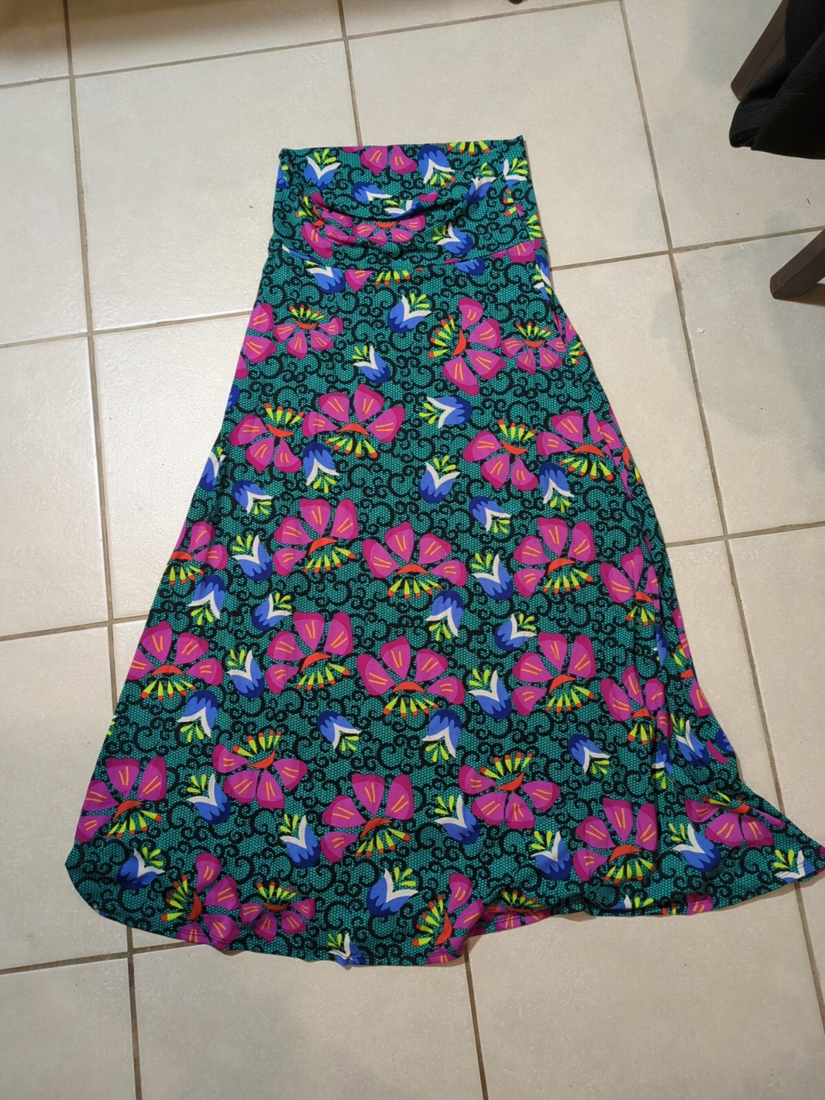 LulaRoe Maxi Skirt Tube Top Dress Womens Size Medium Tropical Floral 44 Inches