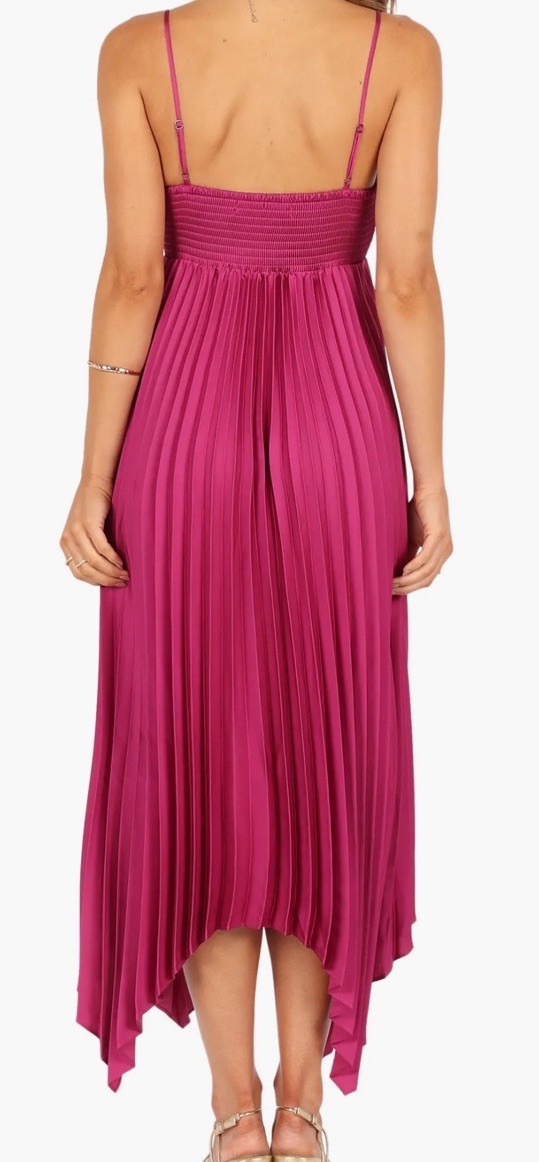 petal and pup Vikki Magenta Pleated Elegant Dress Size 10 Adjustable Straps