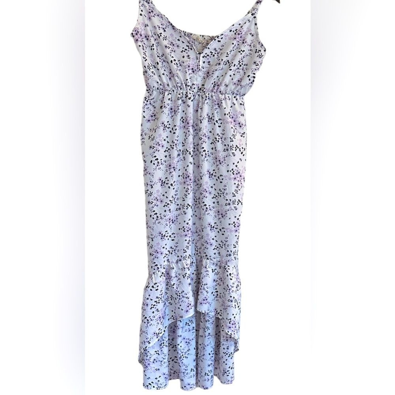Hint of Blush floral hi lo summer dress women M