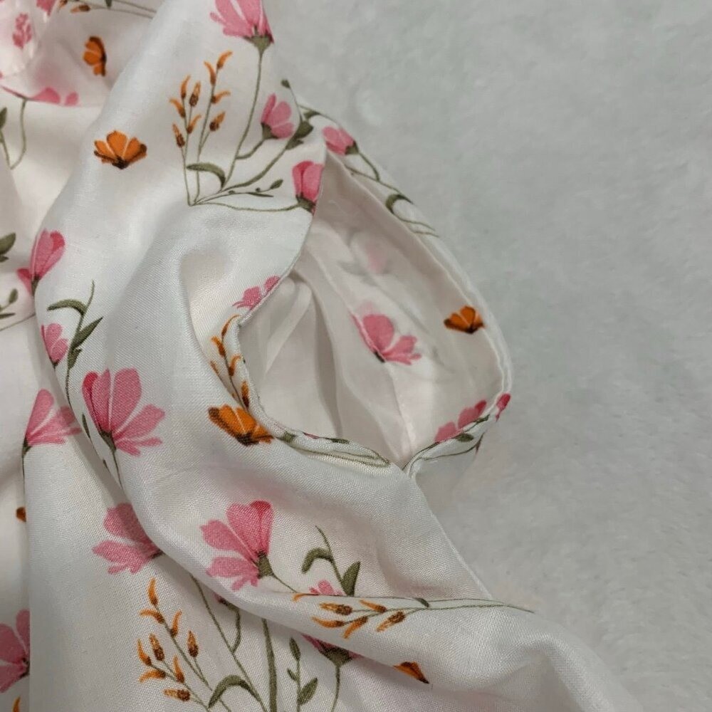 NEW Madewell x Reistor Ivory Floral Tencel Strappy Midi Dress Pink Green Small
