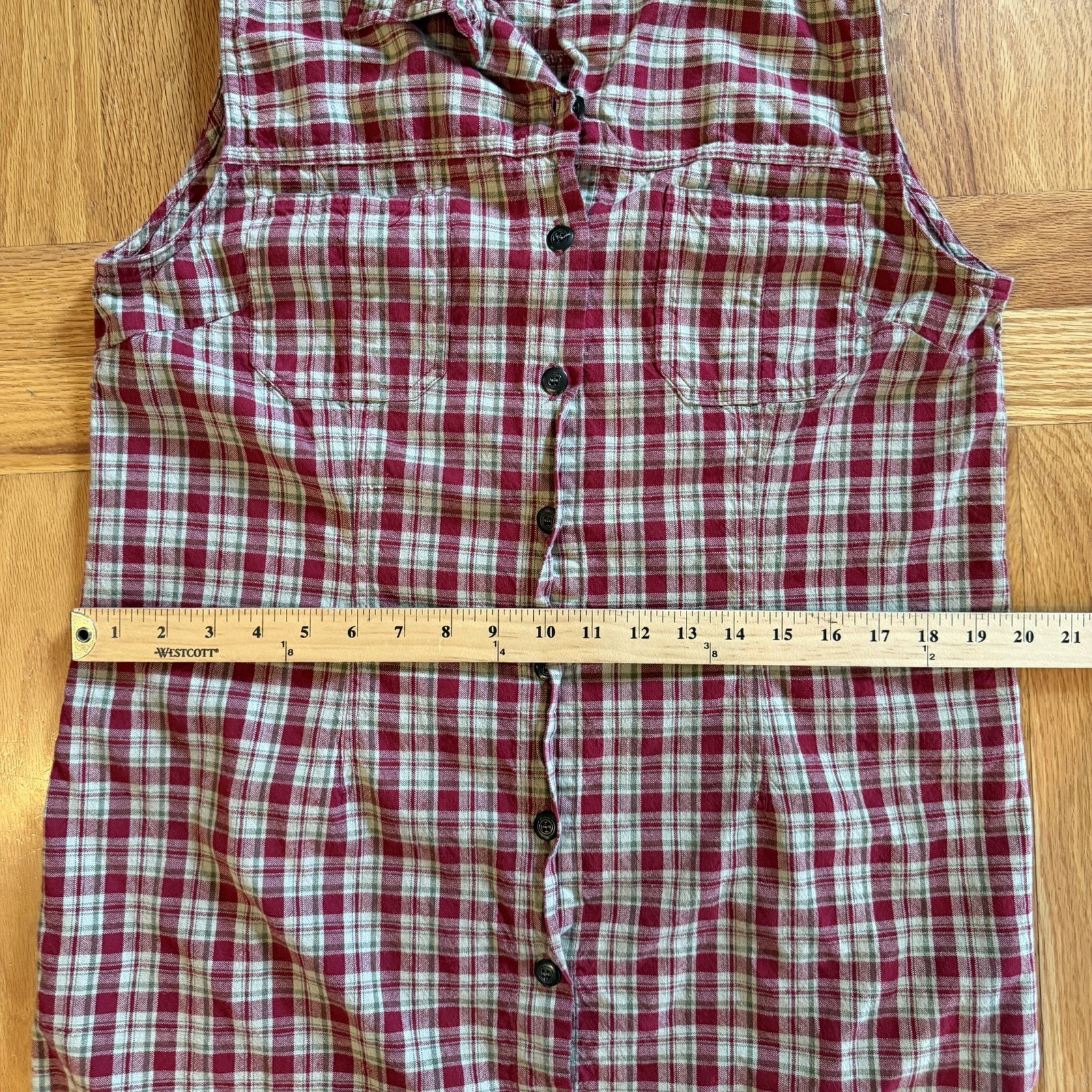 Red Plaid Sleeveless Maxi Dress Sz L 90s Y2K Grunge Western Cottagecore